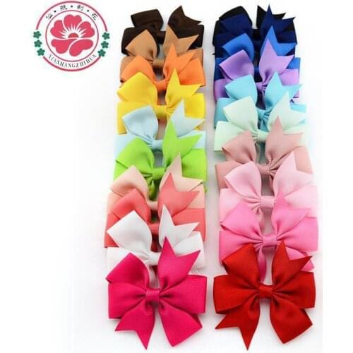 EPACK FREE 100pcs 8*8cm mixed 20 colors Ribbon Bows Clip bows clip baby hair bow boutique hair accessories girls hair cl