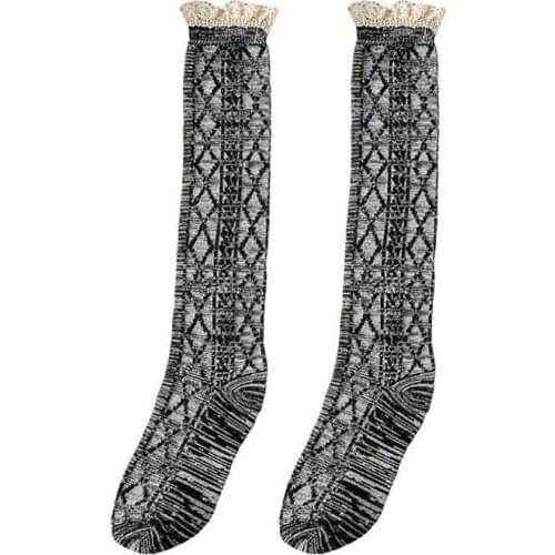 Cotton Lace High Female Stockings Japanese Style Autumn Winter Warm Tube Sweet Girls Medias Long Stockings