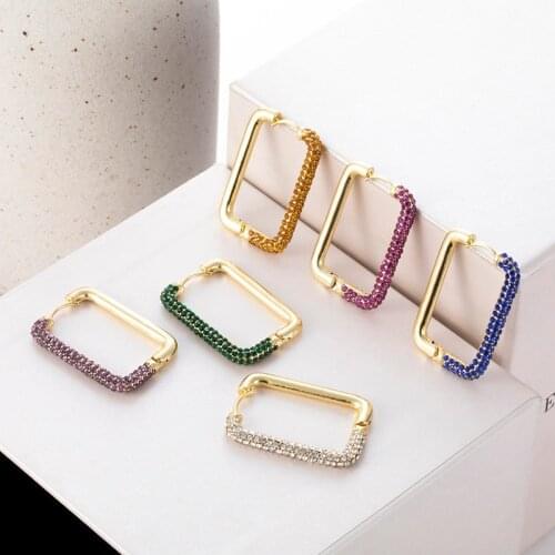 Itenice Rainbow Star Rhinestone Bohemian Fashion Women Jewelry Earrings Ear Muffs Colorful Romantic Rectangular Ear Skeleton