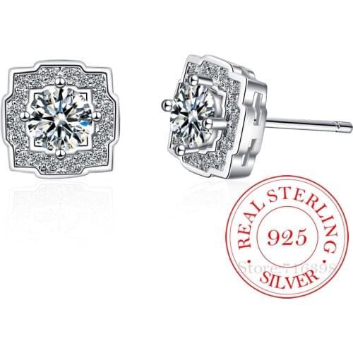 Exquisite Zircon Crystal Flower Earrings For Women Girl 925 Sterling Silver Cute Stud Earring Wedding Gift Boucle D'oreille/fafd