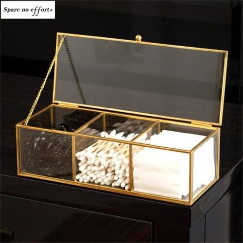 Jewelry Coffin Glass Cotton Swab Box Dresser Desktop Storage Jewelry Box Dustproof and Light Luxury Opportunity Organizer