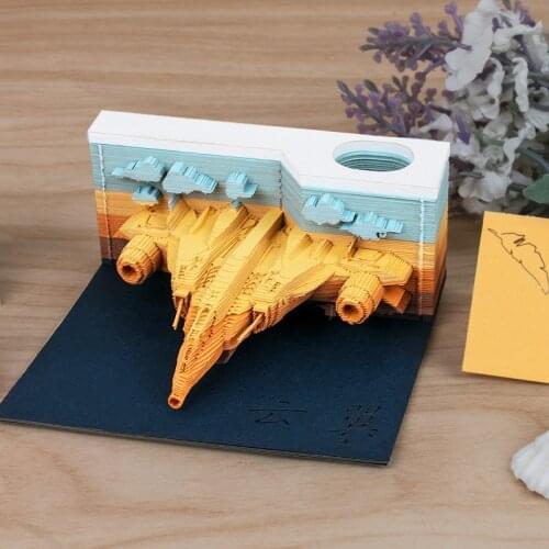 Creative Gradient Three-dimensional Note Paper 3d Fighter Model Ornaments Holiday Gifts