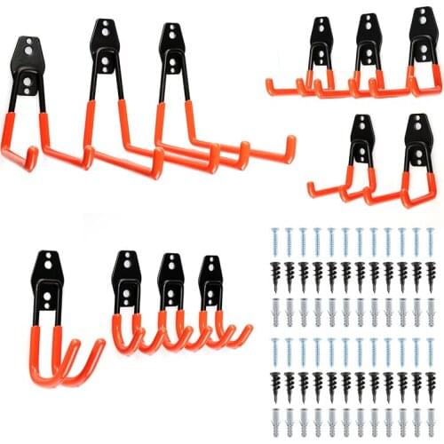 12Pcs/Set Warehouse Storage Hook Balcony Storage Hook Garage Double Hook Anti-slip Wall Mount Hook For Ladders Garden Power Tool
