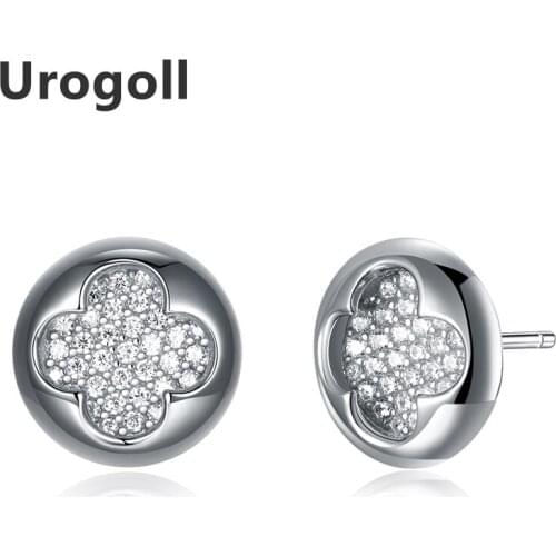 Hot Sale Classic 925 Sterling Silver Hollow Flower Shape Pave Setting Clear CZ Earrings For Women Party Jewelry Gifts