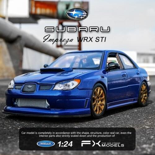 WELLY 1:24 Subaru - Impreza Dark blue alloy car model simulation car decoration collection gift toy Die casting model boy toy