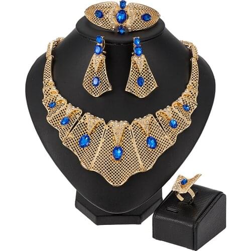MUKUN African Beads woman costume Jewelry Set Exquisite Dubai Gold Bridal Jewelry Set Nigerian Wedding accessories jewelry set