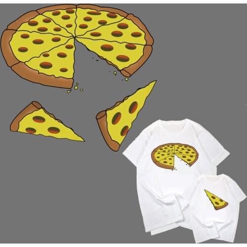 Cartoon Pizza Iron On Heat Transfers Vinyl Sticker Ironing Thermal Stickers On Kids T-shirt DIY Patches For Clothing Appliques