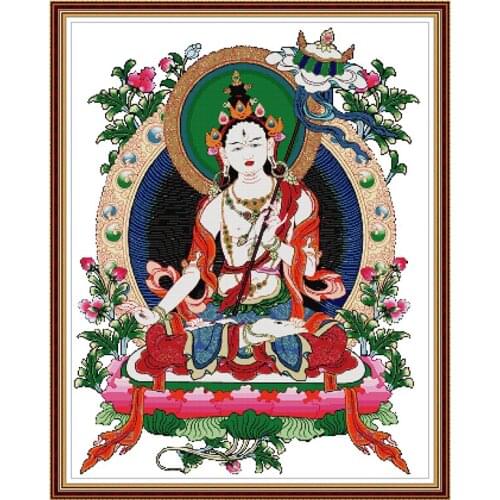 Embroidery Cross Craft Kit Needlework Floral Pattern Home Decor Sewing Kit White Modern Floral Embroidery Set Painting Modern