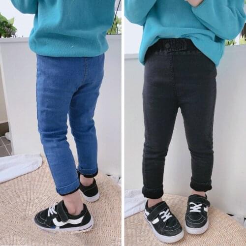 2019 New Baby Girl Boy Jeans Pants Girls Kids Velvet Winter Long Denim Pant Trouders Children Clothes