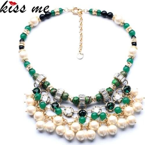 New Styles Statement Fashion Elegant Resin Beaded Imitation Pearls Pendant Necklaces &Pendant 2017