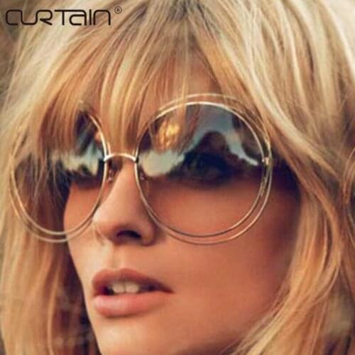 Vintage Round Big Size Oversized lens Mirror Brand Designer Pink Sunglasses UV400 Women Sun Glasses Female Oculos De Sol