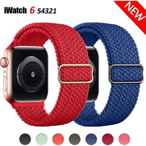 Braided Solo Loop strap For Apple watch band 44mm 40mm 38mm 42mm Adjustable Elastic Nylon belt bracelet iWatch Series 3 4 5 se 6