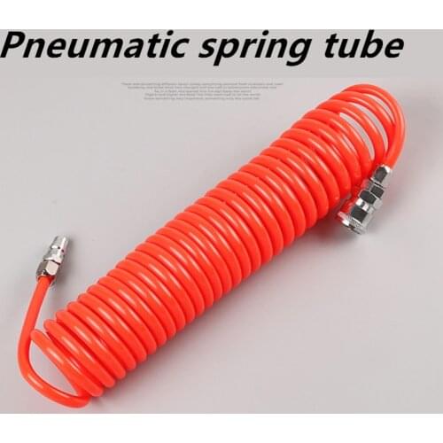 PU 8mm x 5mm Polyurethane Air Compressor Hose Tube Flexible Air Tool With Connector PU0805 Spring Spiral Pipe 8*5