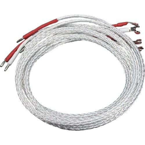 Yivosound OCC Silver-plated Hifi Speaker Cable High Performance Speaker Amplifier sound Connecting line Y banana plug