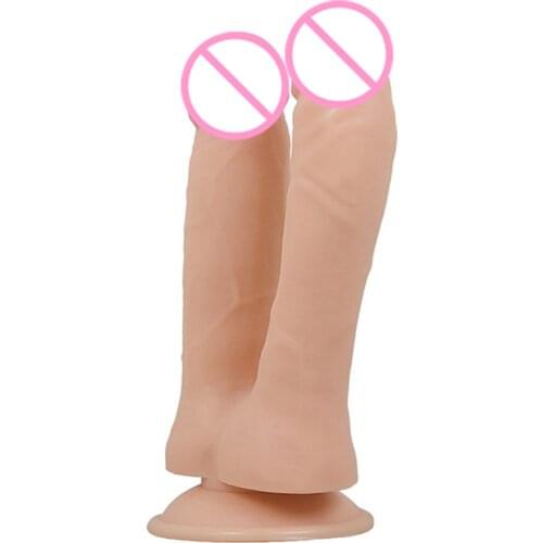 Double Headed Dildo Realistic Penis with Suction Cup Women Masturbation Sex Toy for Woman Bring you a perfect sex experience