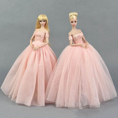 Pink Wedding Dress For Barbie Dolls Princess Evening Party Clothes Wears Long Dresses Doll Clothes For Barbie Dollhouse
