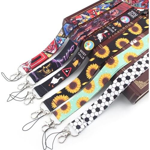 JY239 Cartoon Sunflower Print Lanyards for Key Neck Strap lanyard card ID Holder Key Chain Key Badge Holder DIY Hang Rope