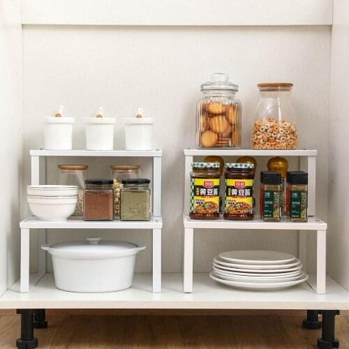 Wrought Iron Stackable Kitchen Bathroom Shelf Closet Organizer Countertop Spice Storage Racks