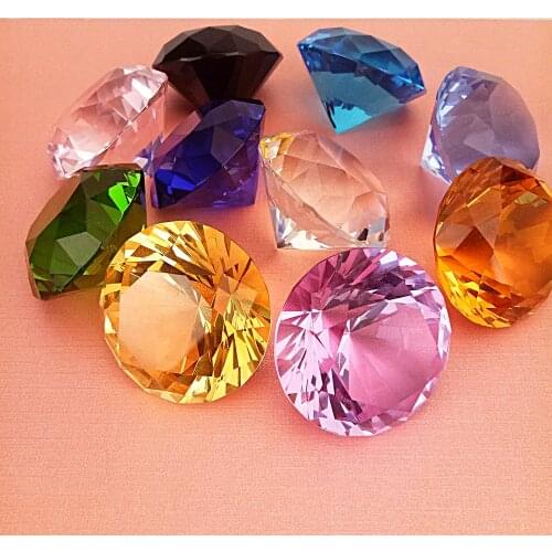 Glass Diamond Nine Color Single Face Crystal Paperweights Feng Shui Crafts For Home Wedding High Quality