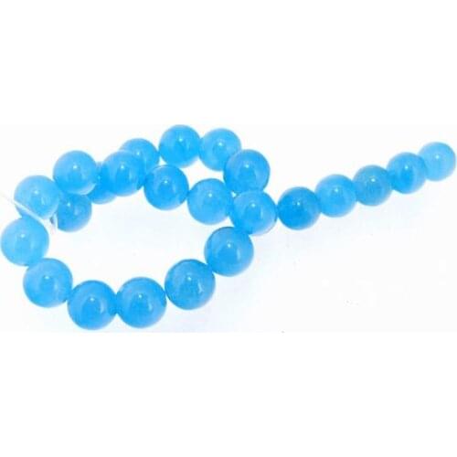 Unique Pearls jewellery Store Charm Round Blue Jade 8mm Round Gemstone Loose Beads one Full Strand 15'' LC3-325
