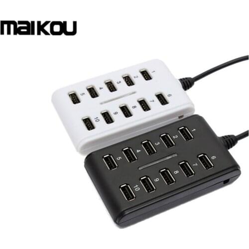 Maikou USB2.0 Hub 10 Ports High Speed 480 Mbps Multi Personal Computer USB HUB Portable USB Splitter For PC laptop