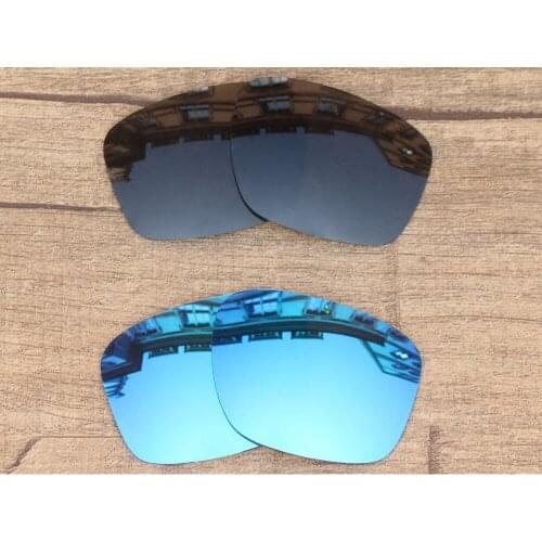 Vonxyz 2 Pairs Stealth Black & Ice Mirror Polarized Replacement Lenses for-Oakley Sliver Frame