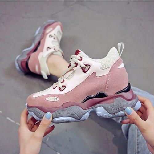Women Sneakers Casual Shoes Platform Hidden Increasing Sneakers Breathable Leather Shoes Fashion British Style Sneakes