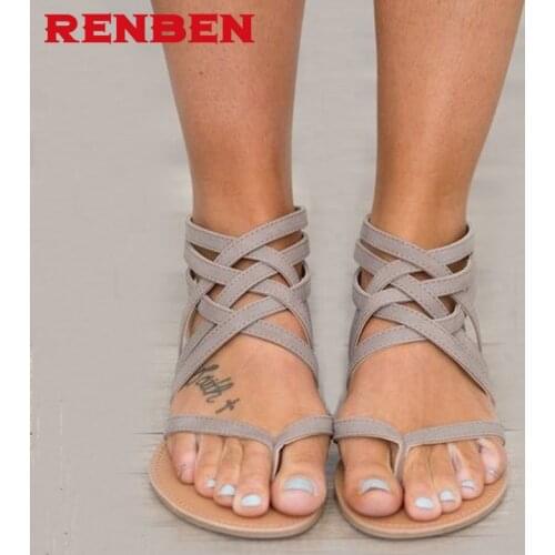 Plus Size 34-43 Summer Women Sandals Flats New Fashion Shoes For Women Casual Rome Style