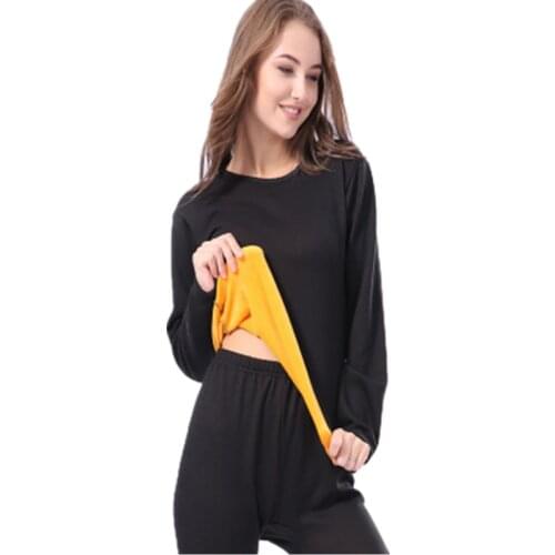 Winter Lover Thermal Underwear For Women Men Warm thick Cashmere Black Long Johns Velvet Thick Second Thermal Set Female Skin