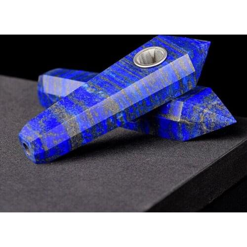 1pcs 80-100g Natural Lapis Lazuli Quartz Crystal Smoking Pipe Rock Cigarette Reiki Energy For Therapy Gifts