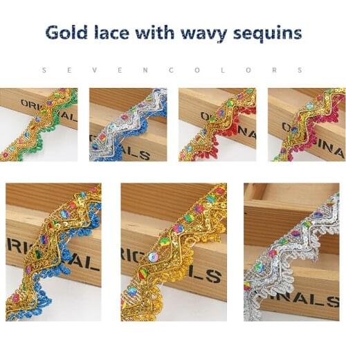 1 yards 3.5 cm wide jinbo bead flower edge decoration, ethnic clothing, wedding dress, DIY crafts, handmade sewing headdress