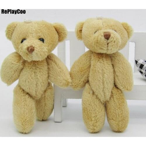 100PCS/LOTMini Teddy Bear Stuffed Plush Toys 8cm Small Bear Stuffed Toys brown pelucia Pendant Kids Birthday Gift Party Decor 02