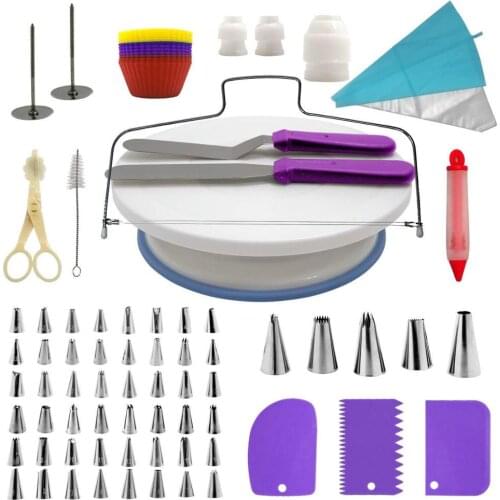 107PCS Cake Decorating set Tools Kit Turntable Pastry Nozzles For Cream Confectionery Bags Icing Piping Nozzles Tips Baking Tool