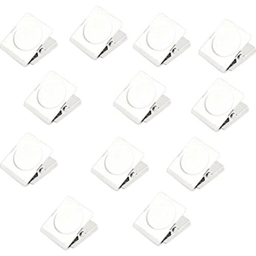 12 Pcs 3cm Square Spring Loaded Refrigerator Magnetic Wall Memo Paper Note Clip(Silver)