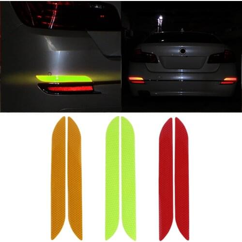 Universal 2Pcs Car Trunk Tail Safety Warning Reflective Stickers Luminous Reflector Rear Bumper Luminous Decal