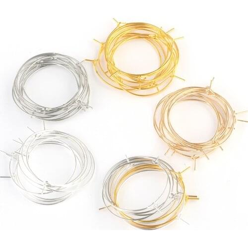 30Pcs/lot Circle Loop Earring Hoops Clasp Base Ear Wire Hoop DIY Craft Earring Open Beading Big Circle Jewelry Making Findings