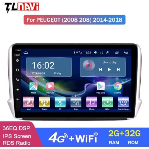 4G LTE 2G RAM 10.1 Inch Android 10 Car GPS Multimedia For Peugeot 2008 208 Series 2014-2018 Navigation Player