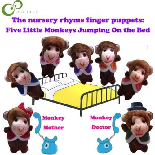 7Pcs Monkeys Finger Puppets English Song Five Little Monkeys Jumping On The Bed Finger Puppets Toys for Baby GYH