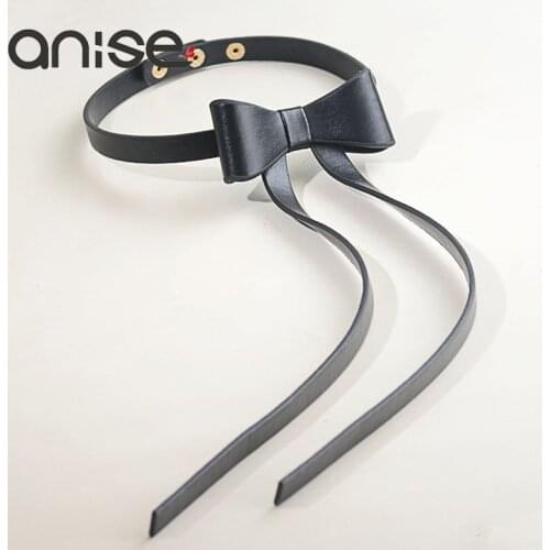 Anise 2017 Bow Leather Choker Necklaces Fashion Punk Cortex False Collar Necktie Clothing Accessories Collares Mujer Collier