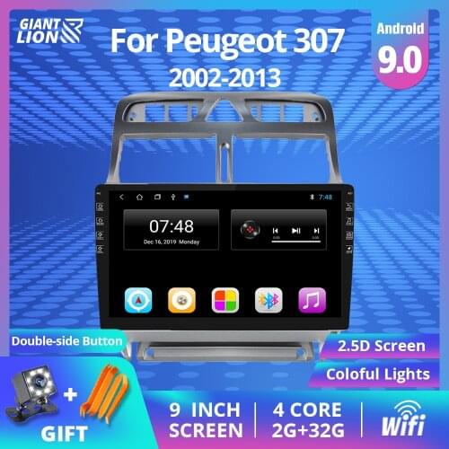 IPS Android 9.0 No 2 Din Car Radio Bluetooth GPS Navigation Multimedia Player Autoradio Stereo Player For Peugeot 307 2002-2013