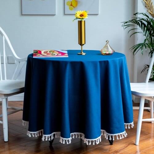 Nordic Style Decorative Linen Round Tablecloth With Oilproof Thick Rectangular Dining Table Cover