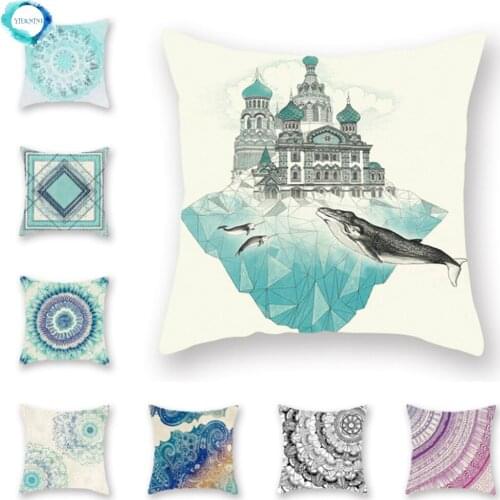 Exotic Style Mandala Ethnic Pattern Decorative Cushion Cover Pillowcase Polyester Throw Pillow Cover for Sofa Car Home Decor