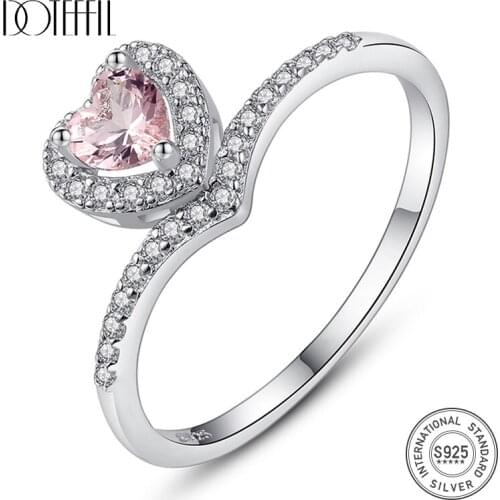 DOTEFFIL New Big Heart Topaz Gemstone Rings for Women Engagement Wedding Fine Jewelry Aneis De Prata Bijoux Femme Love Gift