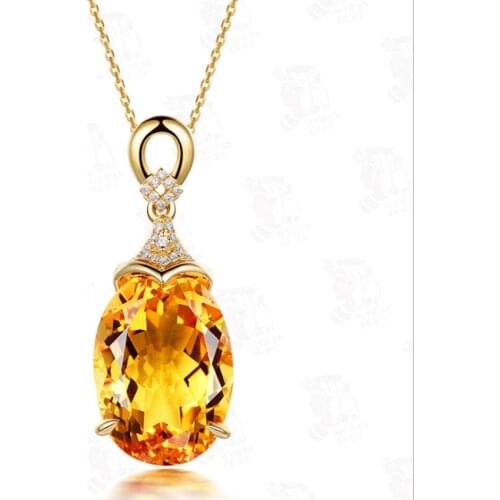 FYJS Unique Female Anniversary Gift Light Yellow Gold Color Tear Drop Section Citrines Crystal Pendant Link Chain Necklace