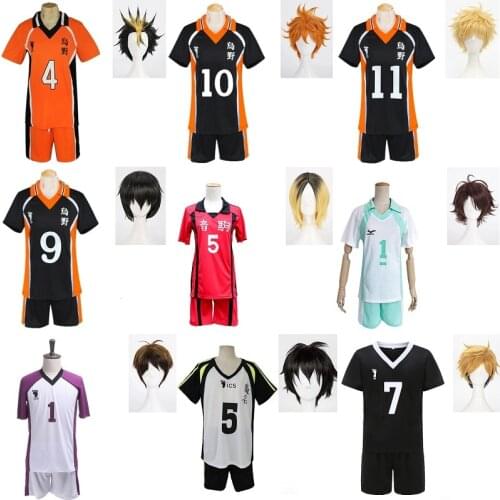 Haikyuu Cosplay Costume Volleyball Club Jerseys Uniform Hinata Shoyo Yu Nishinoya Kozume Kenma Oikawa Tooru Sportswear + Wigs