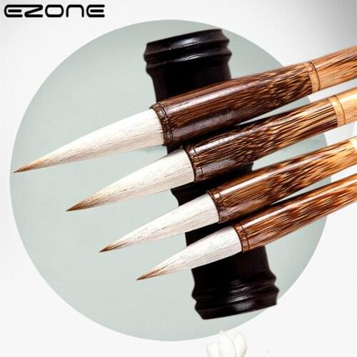 EZONE 1PCS Paint Wooden Pole Weasel Hair Writing Brush Chinese Calligraphy Regular Script Beginner Art Painting Supply Brush