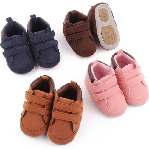 0-12 Months Unisex Baby Boy Girl Casual Flat Shoes Newborn Infant Velcro Solid Color Warm High-Top Anti-Slip Soft Sole Sneakers