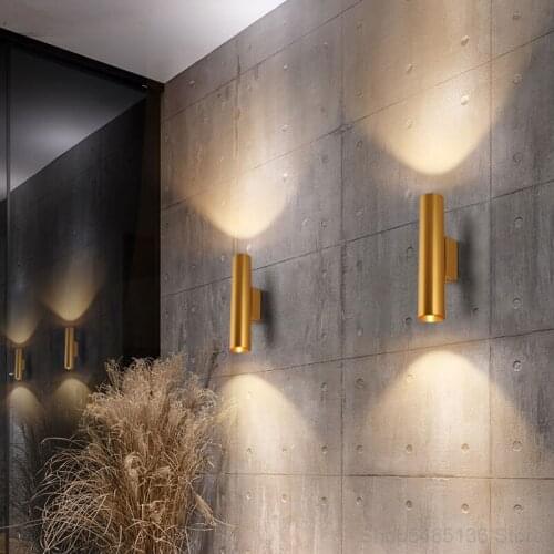 Nordic Cylindrical Led Wall Lamps Modern Gold Pipe Living Room Bedroom Bedside Lamp Wall Sconce Bathroom Mirror Light Fixtures