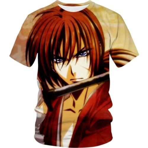 New Rurouni Kenshin T-Shirt Anime 3D Print Streetwear Japanese Samurai Fashion Oversized T Shirt Kids Men Women Harajuku Tops