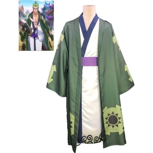 New One Piece Roronoa Zoro Kimino Cosplay Costume Halloween Costumes Christmas Cosplay Suits Custom Made All Size Adult Costume